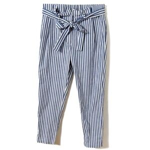 Love Tree Striped Paper Bag Tie Waist Pants Elastic Waist Pull On Styling  💙🤍